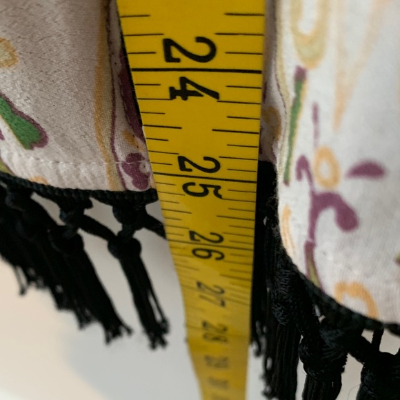 Anthropologie White Tunic with Black Fringe tapestry pattern XS NWOT - Picture 8 of 9
